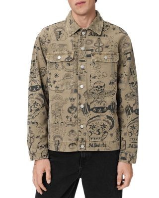 Allsaints Sherb Tattoo Graphics Canvas Logo Shirt Jacket