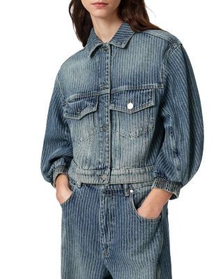 Allsaints Luca Stripe Jean Jacket in Titan Blue