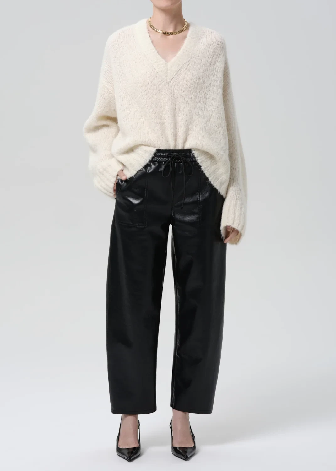 Rework Recycled Leather Pull On Pant in Black