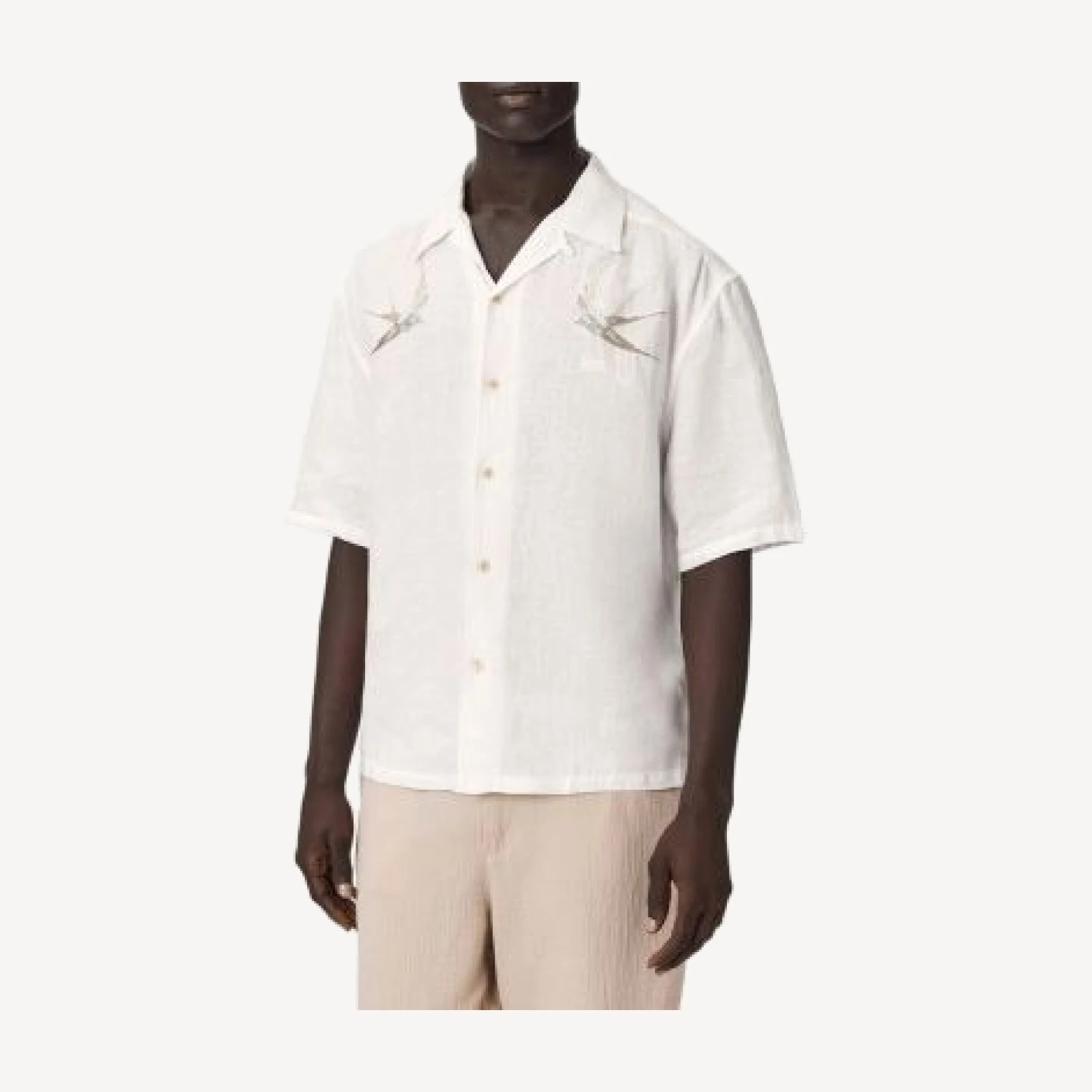 Allsaints Avia Embroidered Swallows Linen Shirt