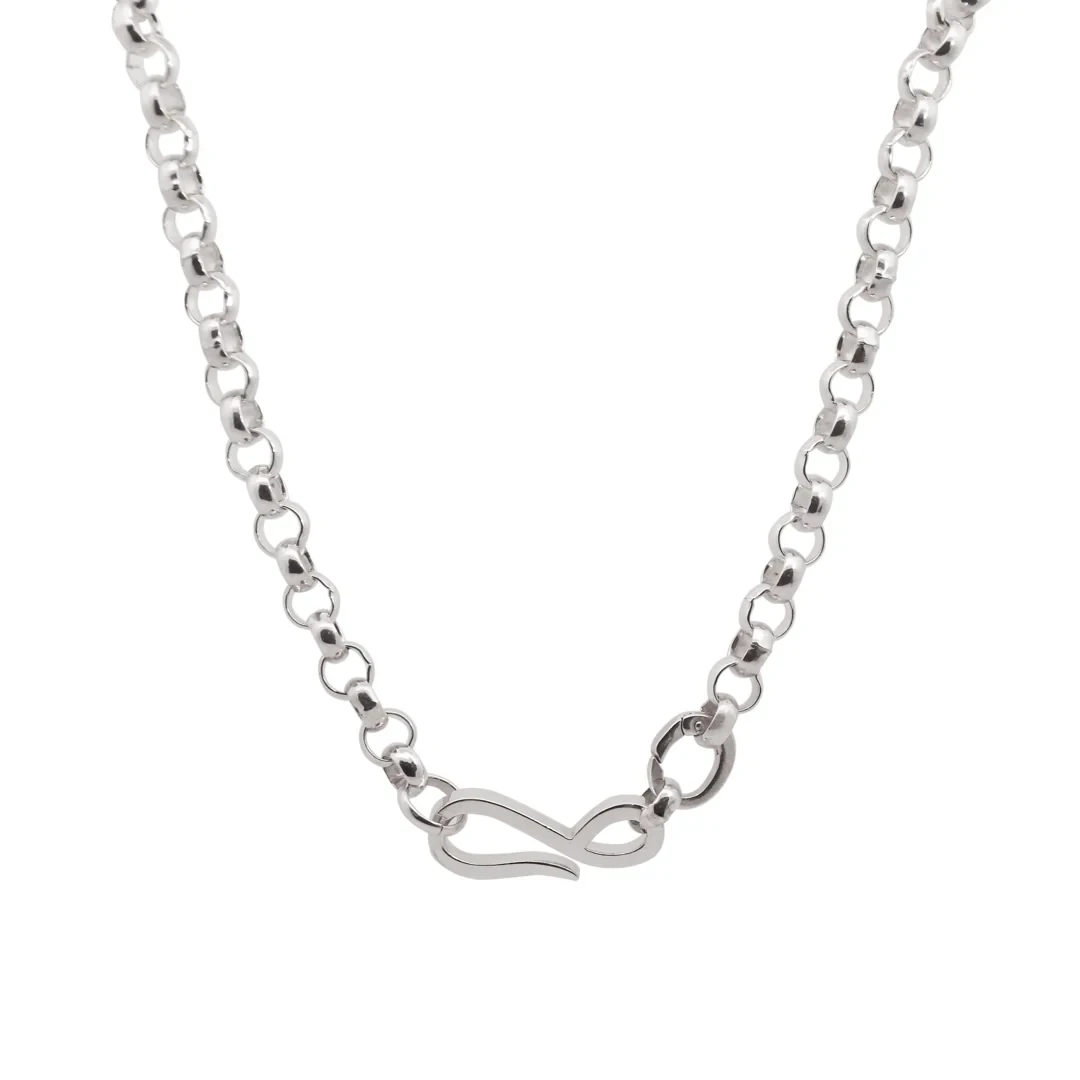 Silver Rolo Hook Necklace - Sterling Silver