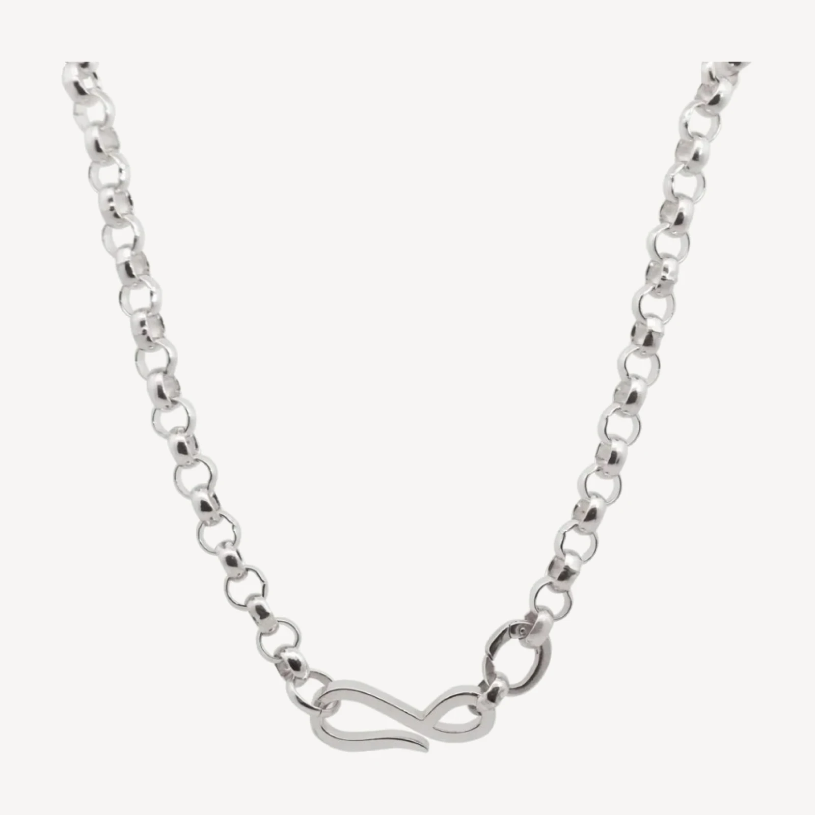 Silver Rolo Hook Necklace - Sterling Silver