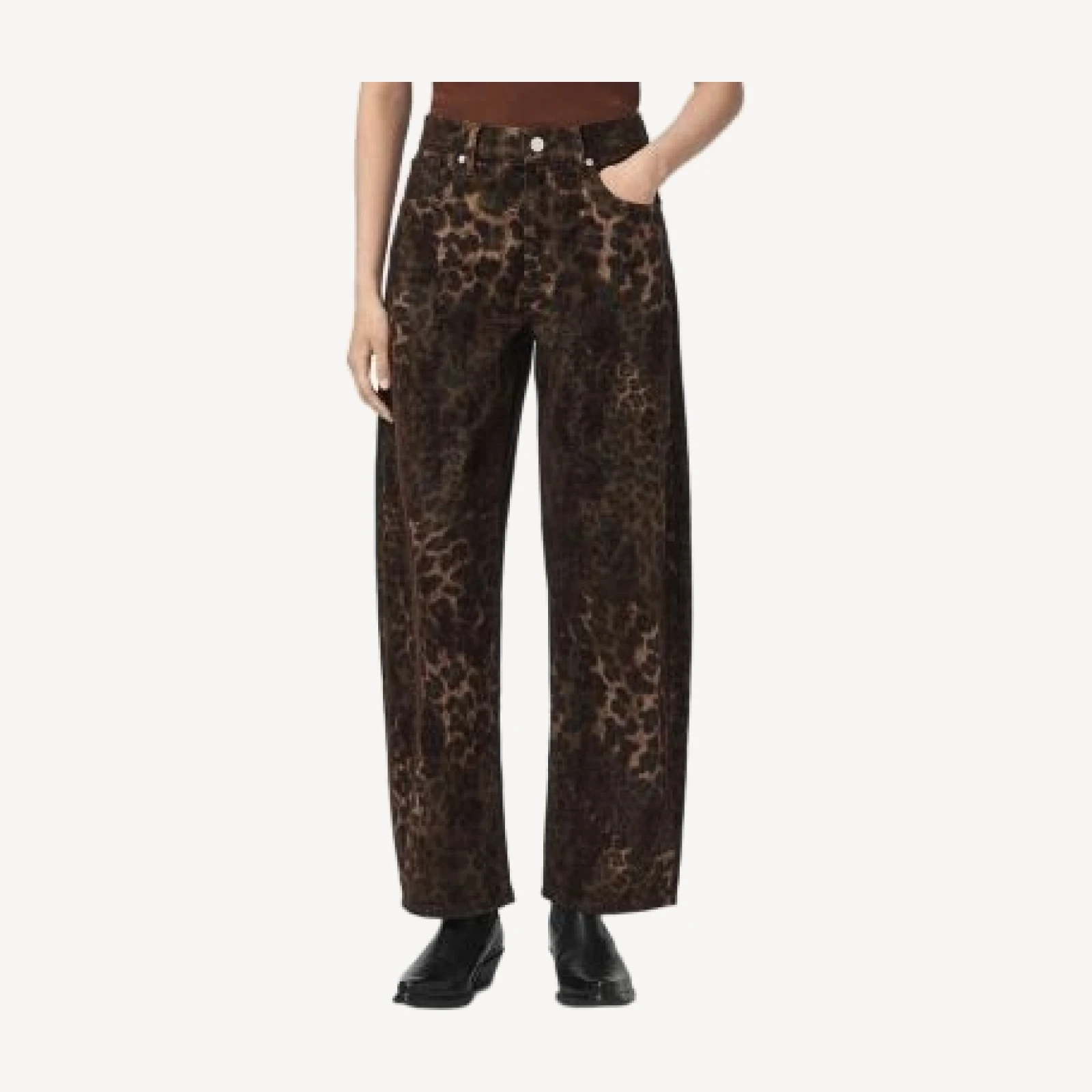 Allsaints Sadie High Rise Barrel Jeans in Leppo Brown