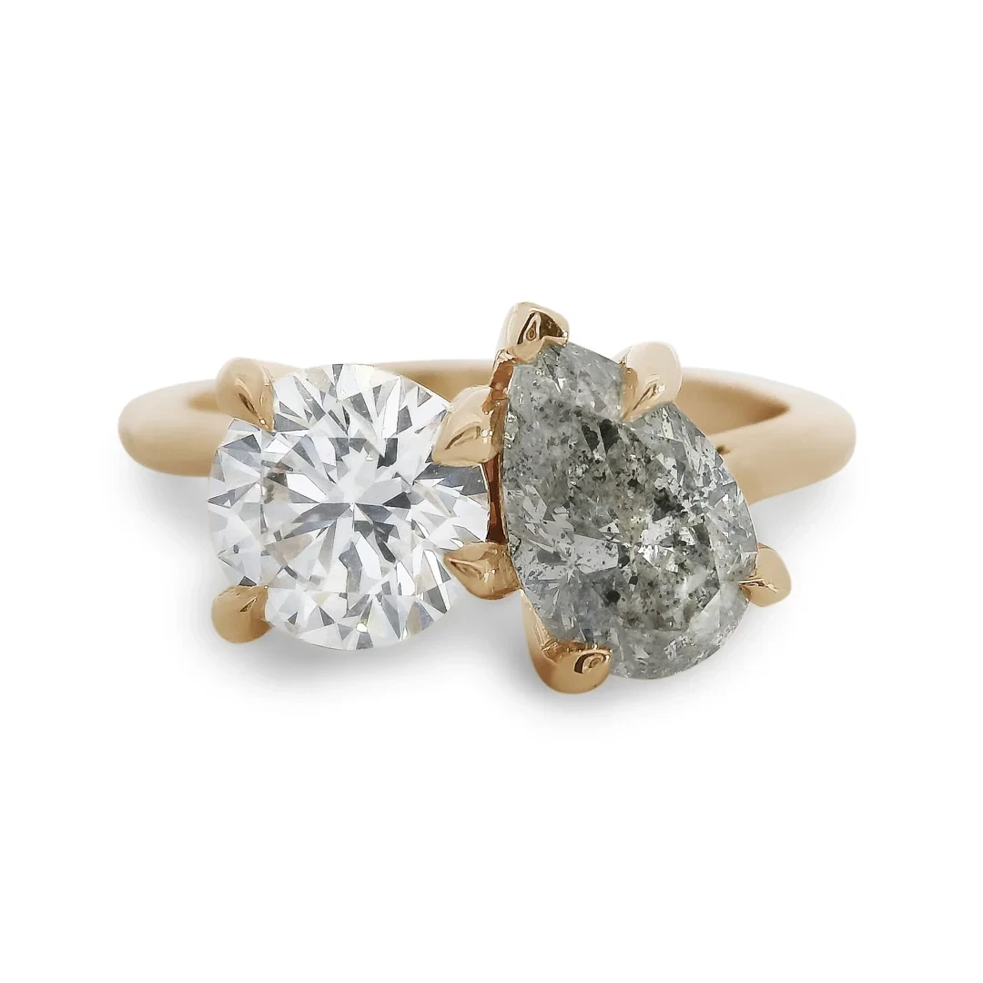 Toi Et Moi Ring - Yellow Gold, Grey & White Diamond (1.80ct)