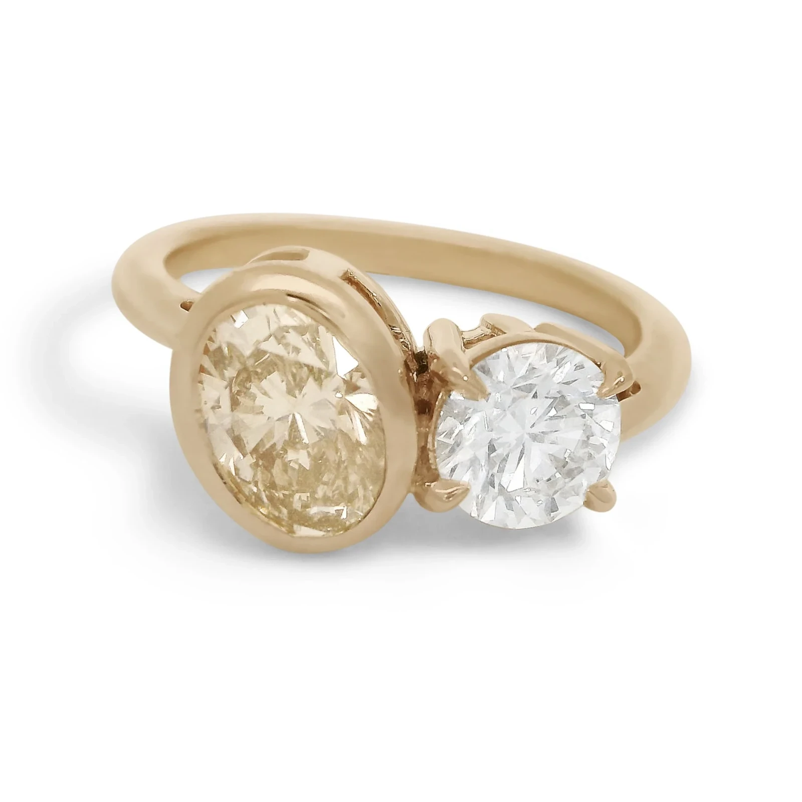 Toi Et Moi Ring - Yellow Gold, Champagne & White Diamond (1.50ct)