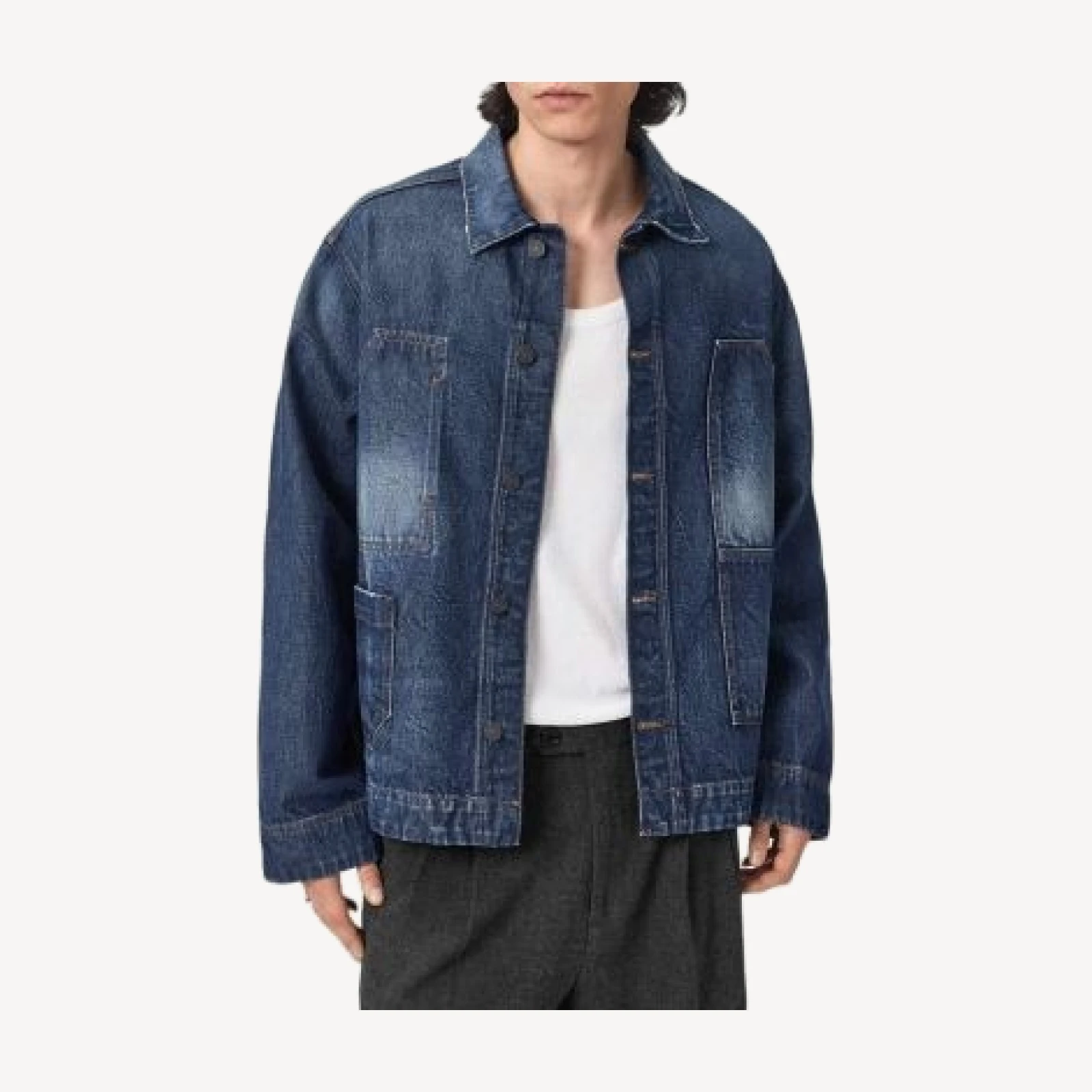 Allsaints Mukesh Denim Jacket in Dark Indigo