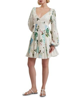 Ted Baker Belvida Linen Floral Lace Trim Dress