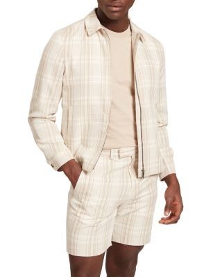 Ted Baker Arrigoh Checked Cotton & Linen Harrington Jacket