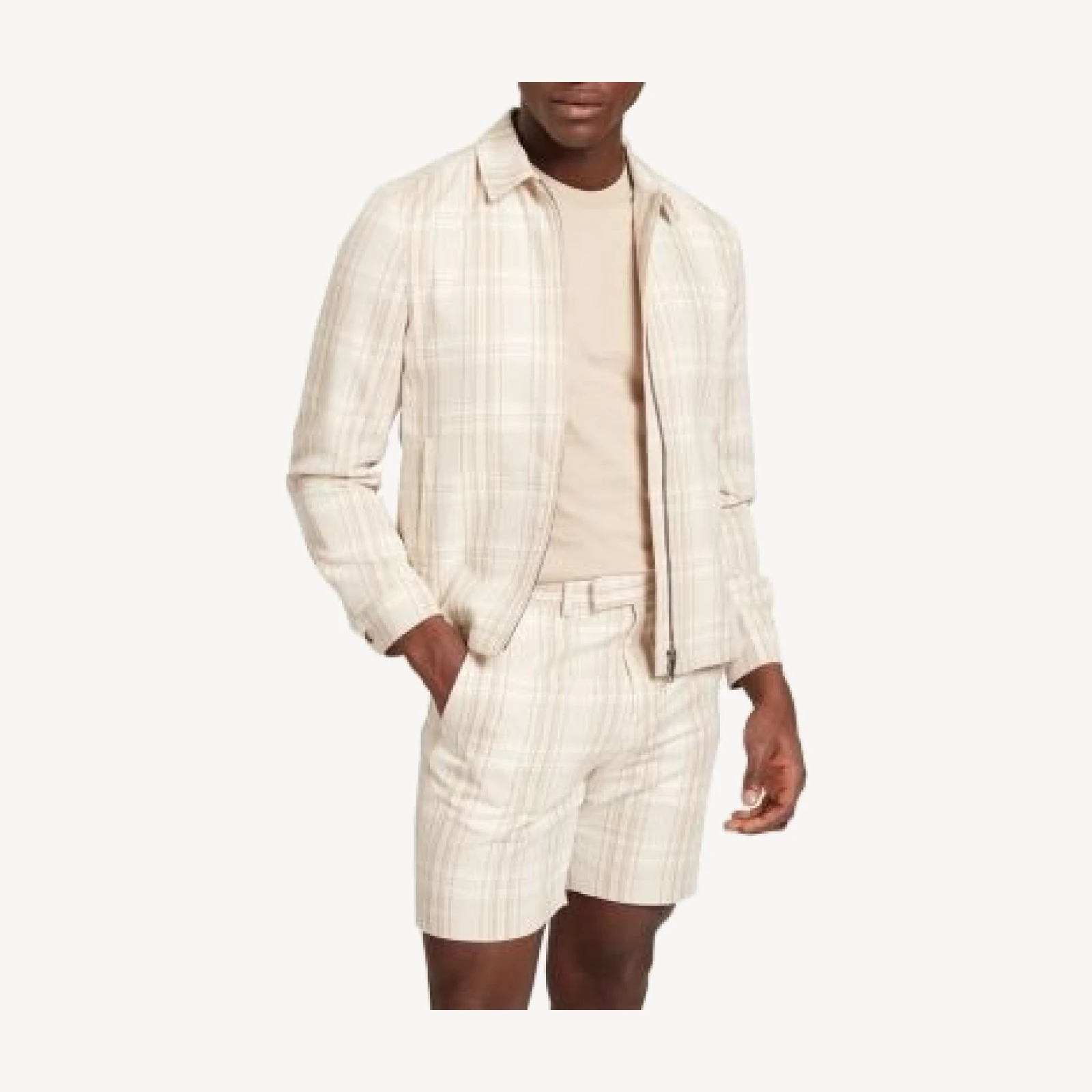Ted Baker Arrigoh Checked Cotton & Linen Harrington Jacket
