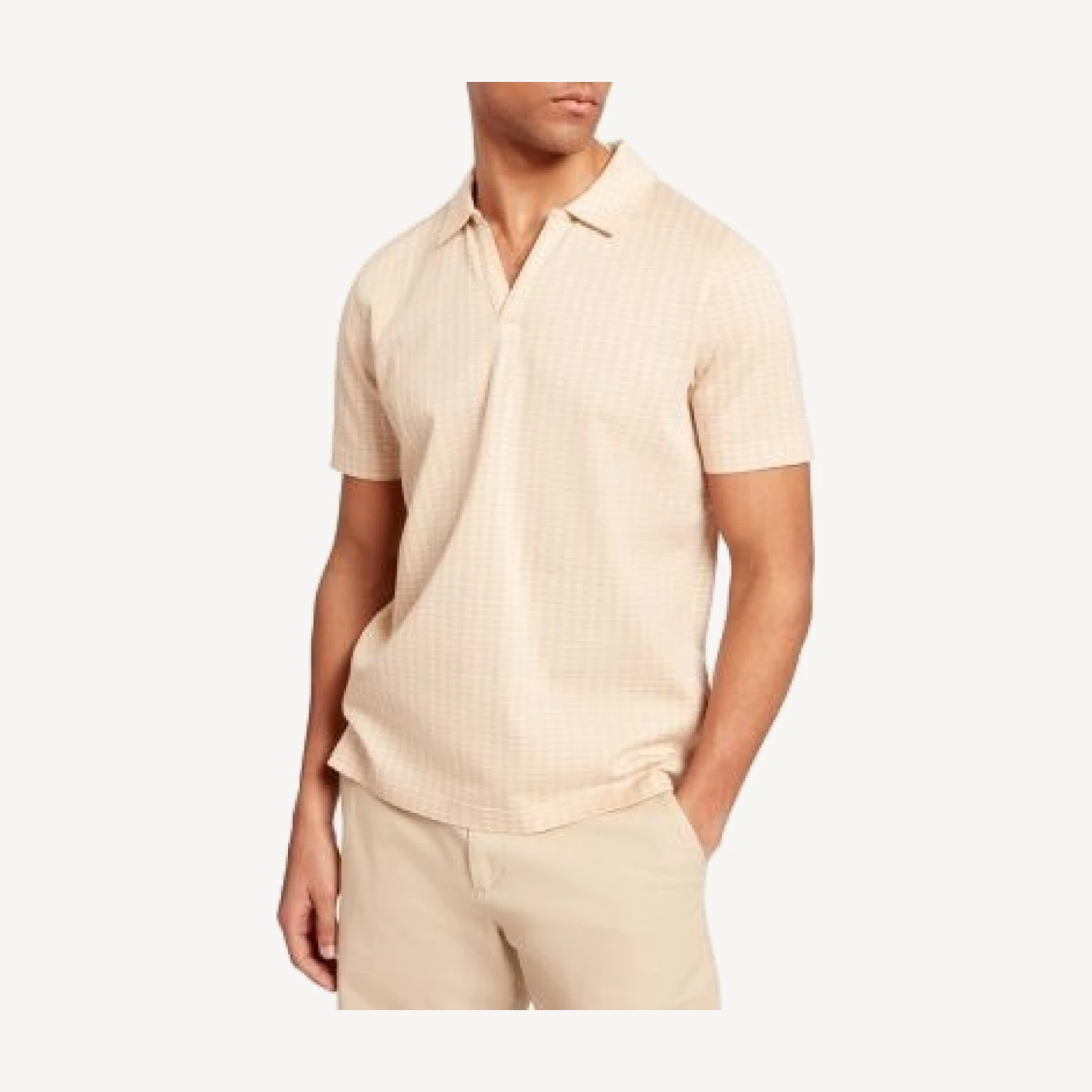 Ted Baker Matejo Mini Check Open Neck Polo Shirt