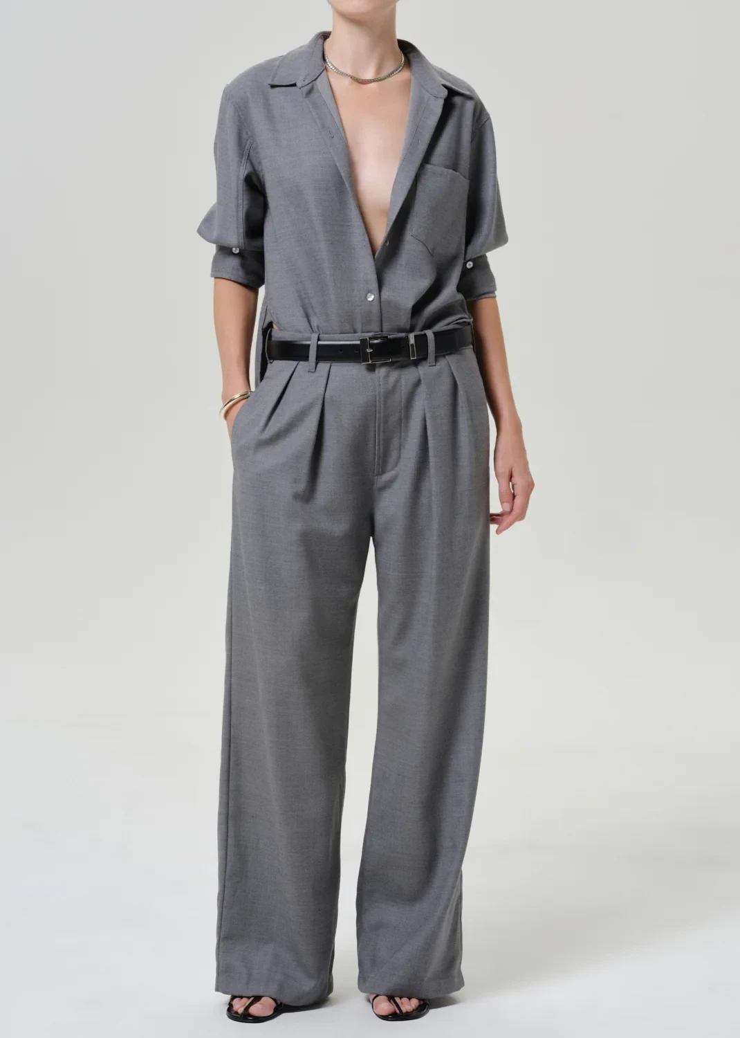 Ines Italian Virgin Wool Trouser in Gris