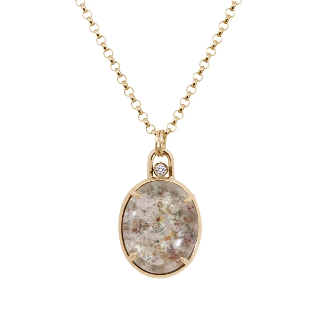 Terra Firma Pendant Charm - Yellow Gold, Quartz & White Diamond