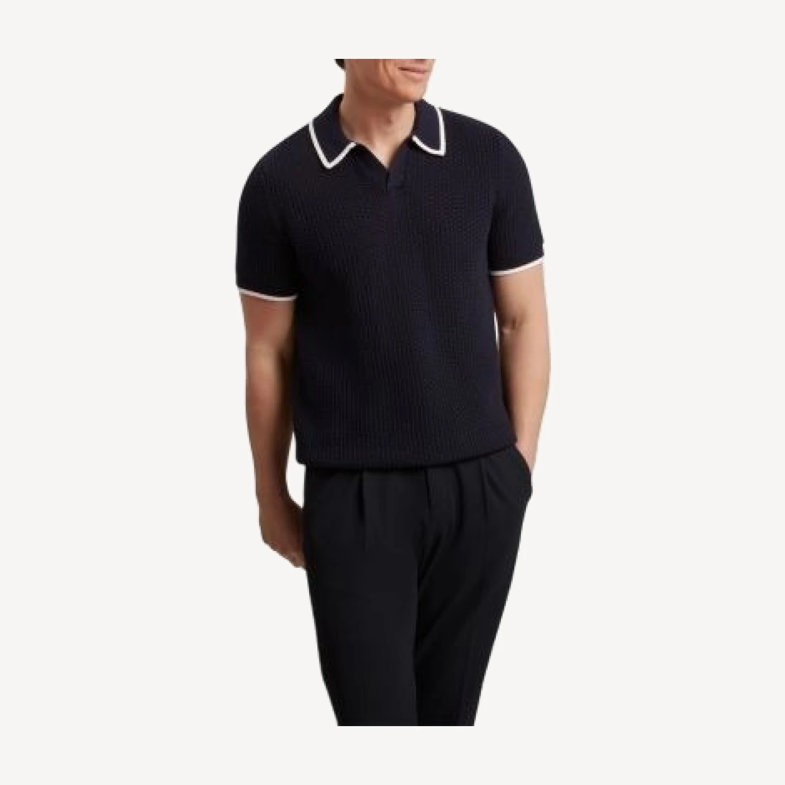 Ted Baker Sachair Textured Knit Open Neck Polo