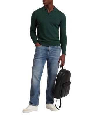 Ted Baker Gaten Long Sleeve Textured Stitch Polo