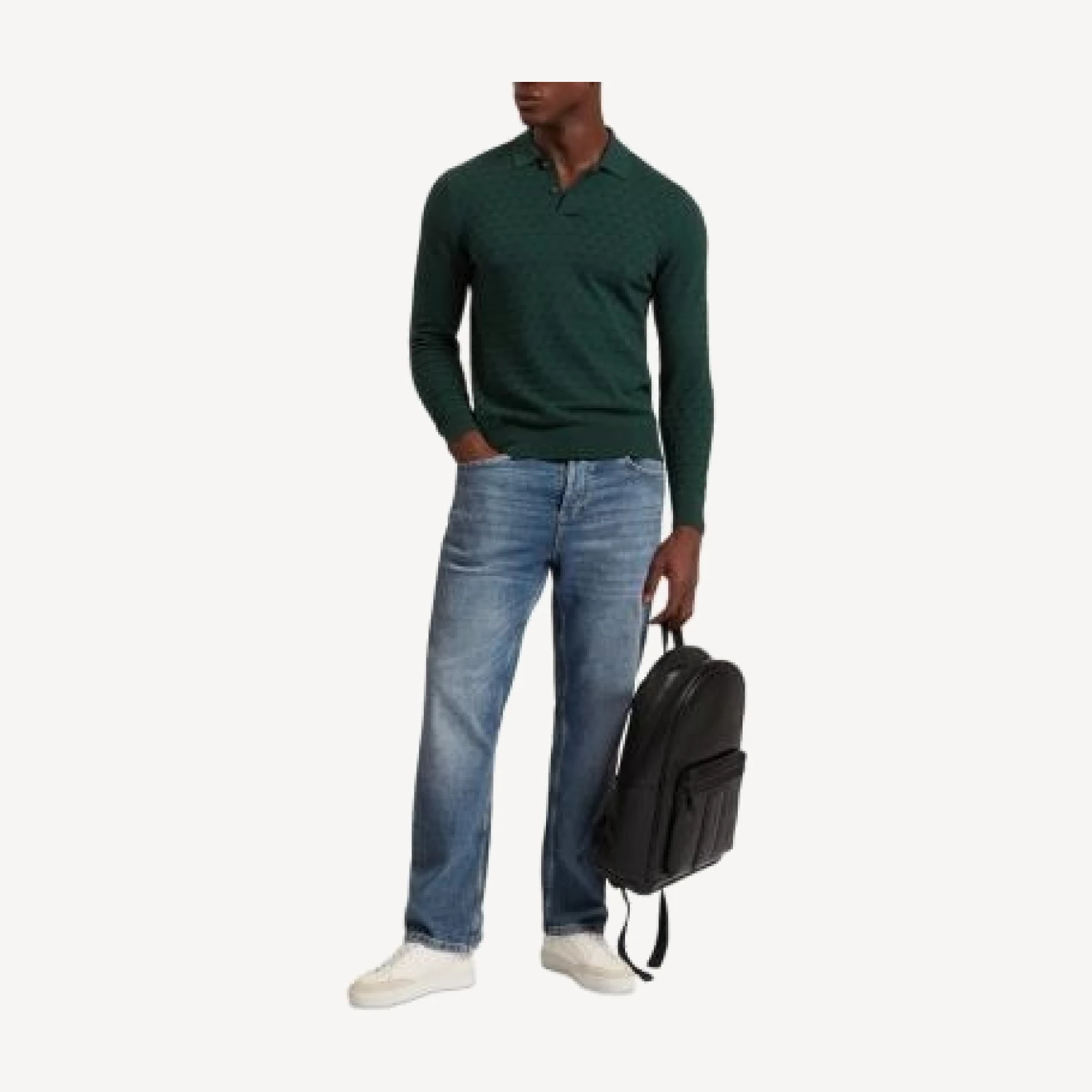 Ted Baker Gaten Long Sleeve Textured Stitch Polo