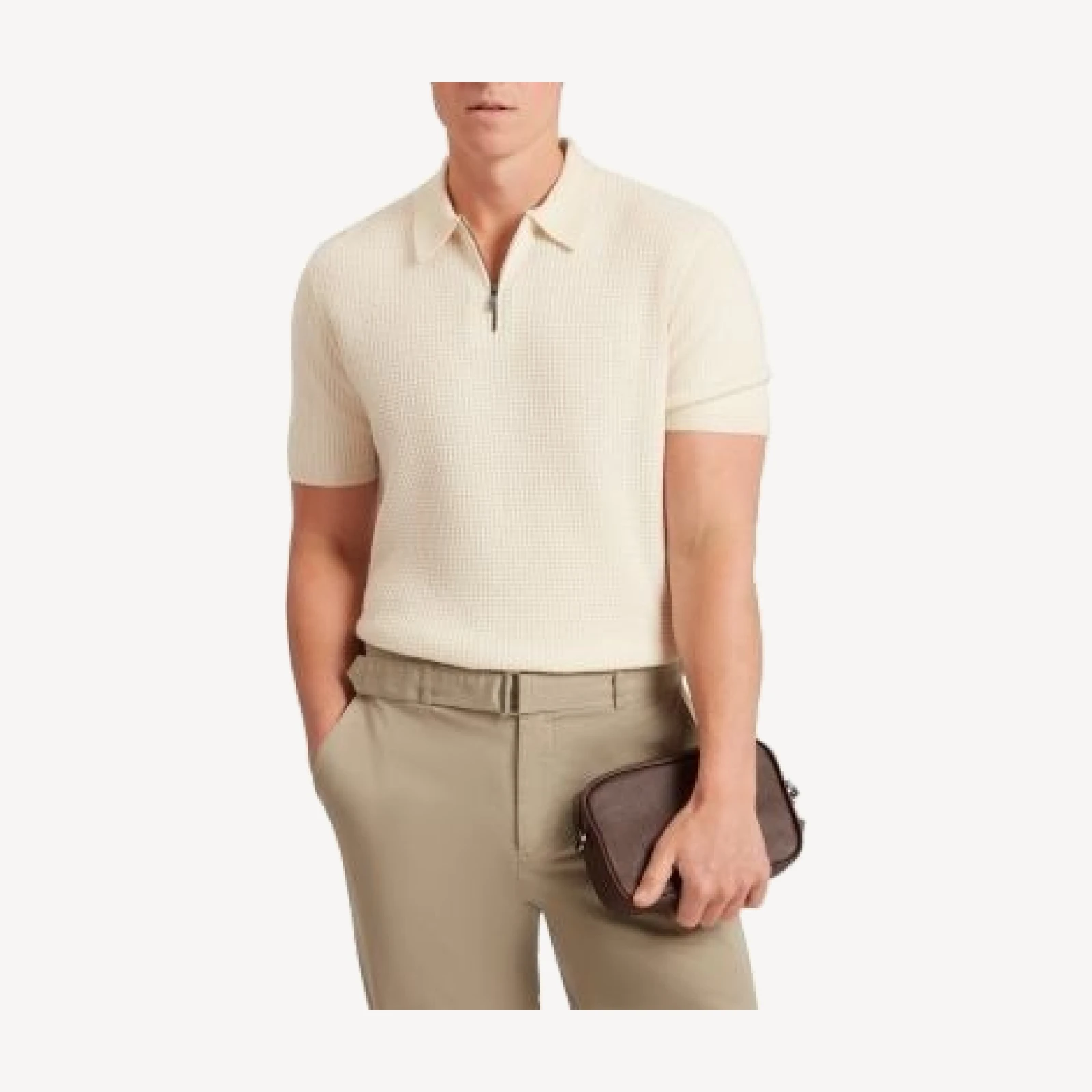 Ted Baker Jaylon Waffle Stitch Zip Polo