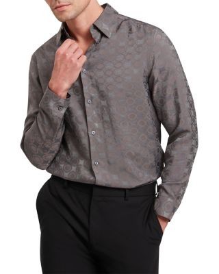 Ted Baker Farax Textured Geometric Jacquard Button Down Shirt