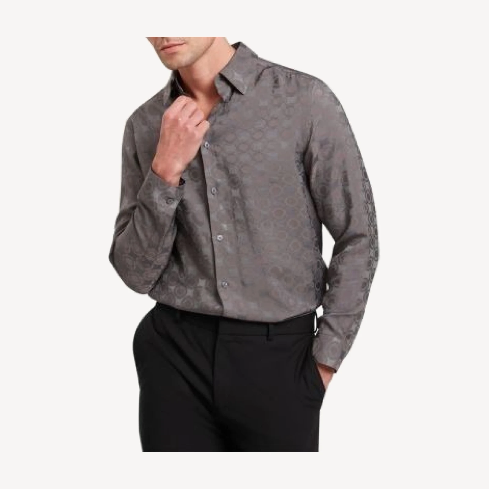 Ted Baker Farax Textured Geometric Jacquard Button Down Shirt