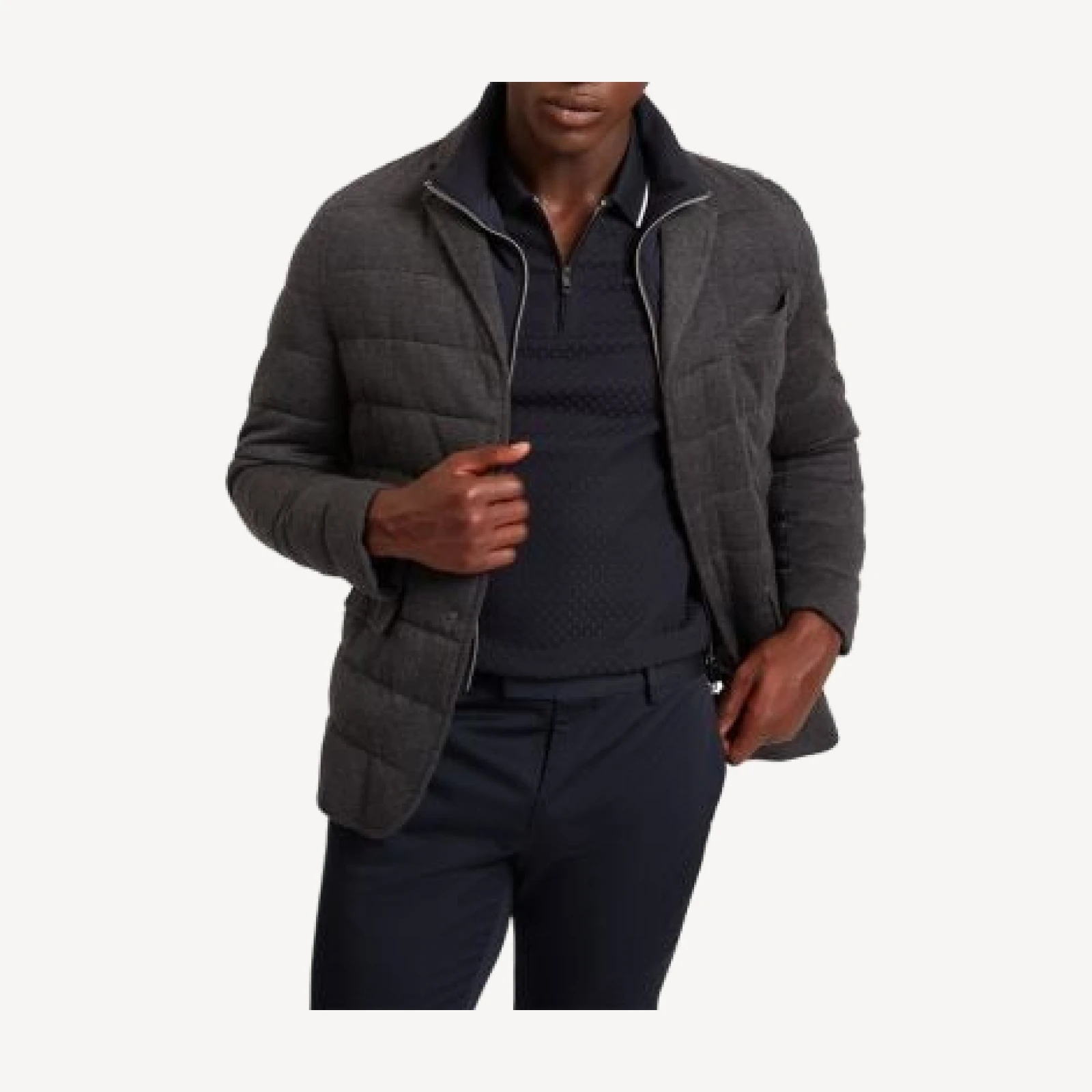 Ted Baker Gerome Fine Knit Quilted Blazer with Mock Neck Liner