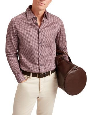 Ted Baker Jozef Slim Fit Mini Geo Print Cotton Shirt