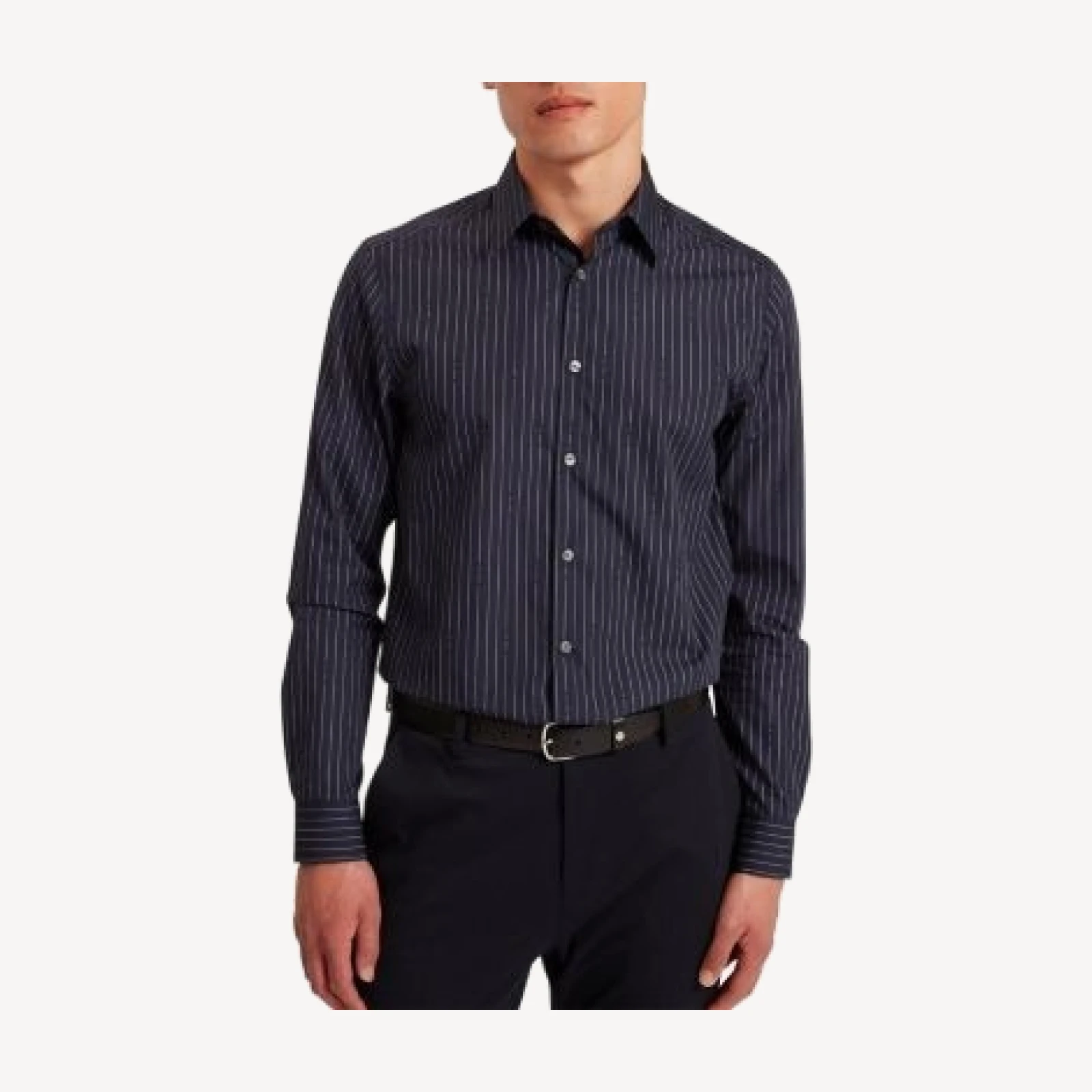 Ted Baker Hangent Regular Fit Branded Stripe Print Cotton Shirt