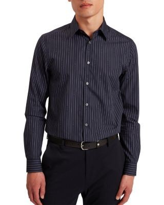 Ted Baker Hangent Regular Fit Branded Stripe Print Cotton Shirt
