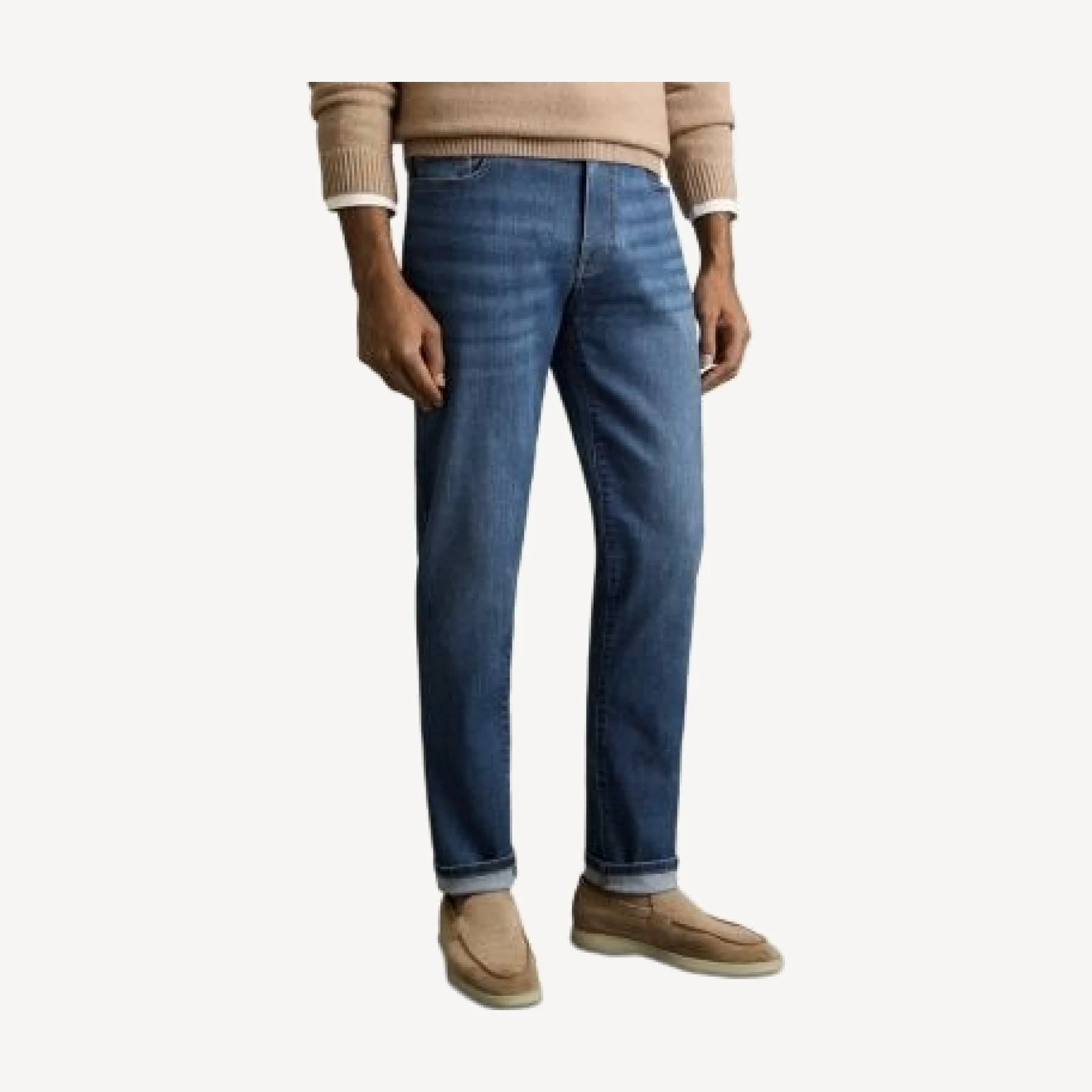 Reiss Tapered Slim Fit Jeans in Mid Blue Wash