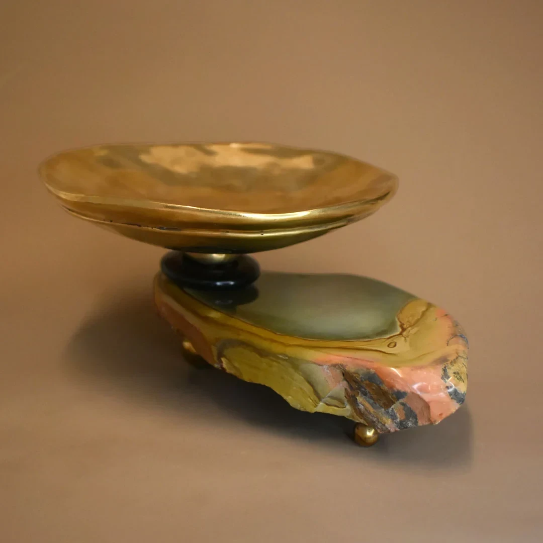 Jasper Offering Dish - Bronze, Picture Jasper & Onyx