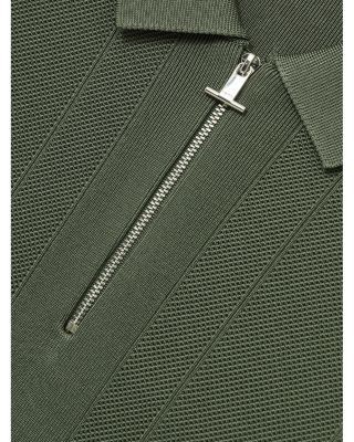 Reiss Bart Textured Half Zip Polo Shirt