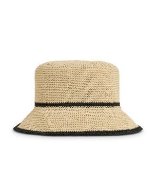 Reiss Edith Stripe Straw Bucket Hat