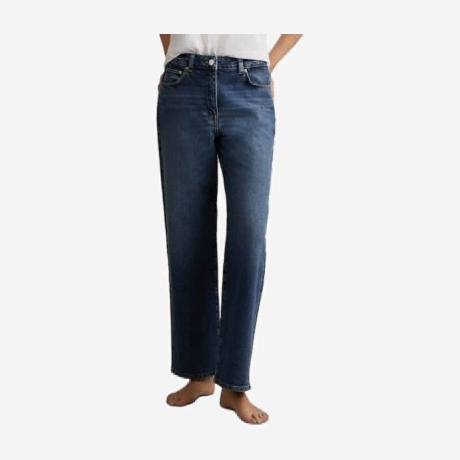 Reiss Selin Straight Leg Mid Rise Jeans in Mid Blue