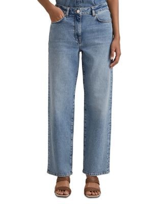 Reiss Selin Mid Rise Straight Leg Jeans in Light Blue