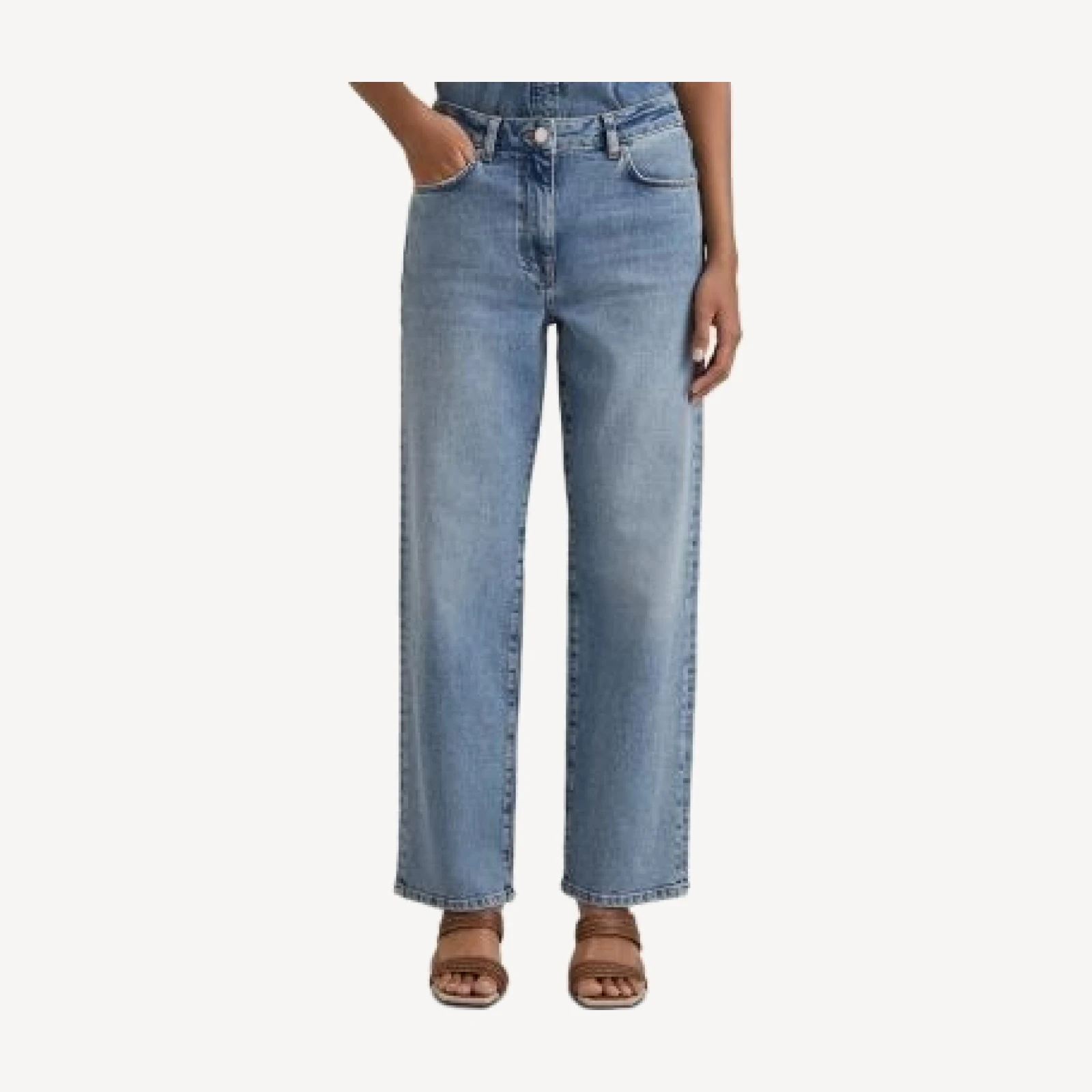 Reiss Selin Mid Rise Straight Leg Jeans in Light Blue