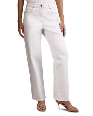 Reiss Selin Mid Rise Straight Jeans in White