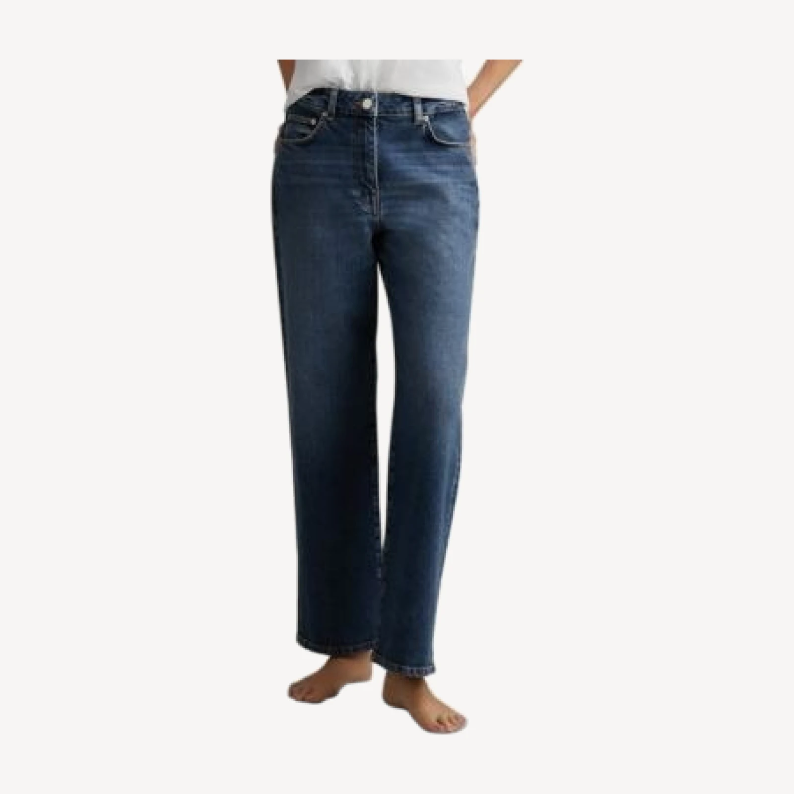 Reiss Petites Selin Mid Rise Straight Jeans in Mid Blue