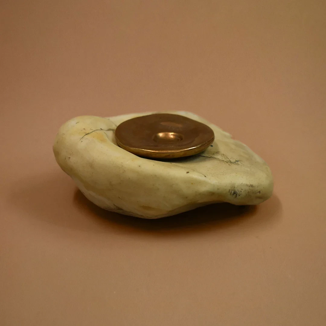 Porcelain Intention Stone 01 - Bronze, Silver & Porcelain Stone