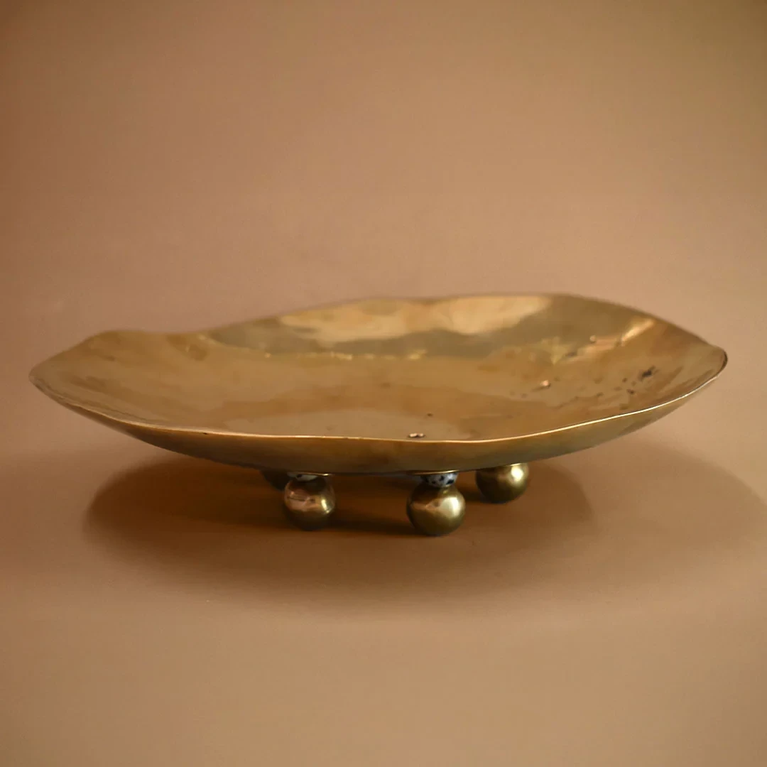 Footed Offering Dish - Bronze & Dalmation Jasper