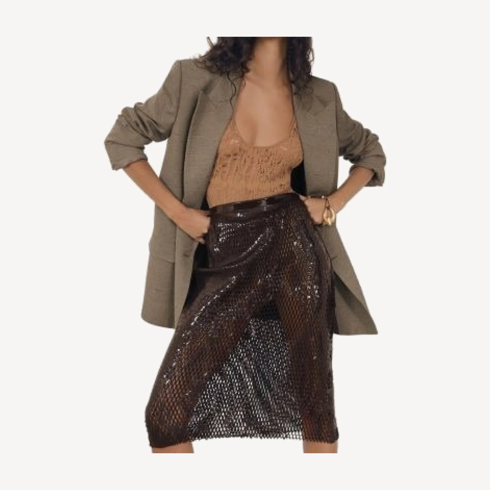 Reiss Raye Laser Cut Midi Skirt