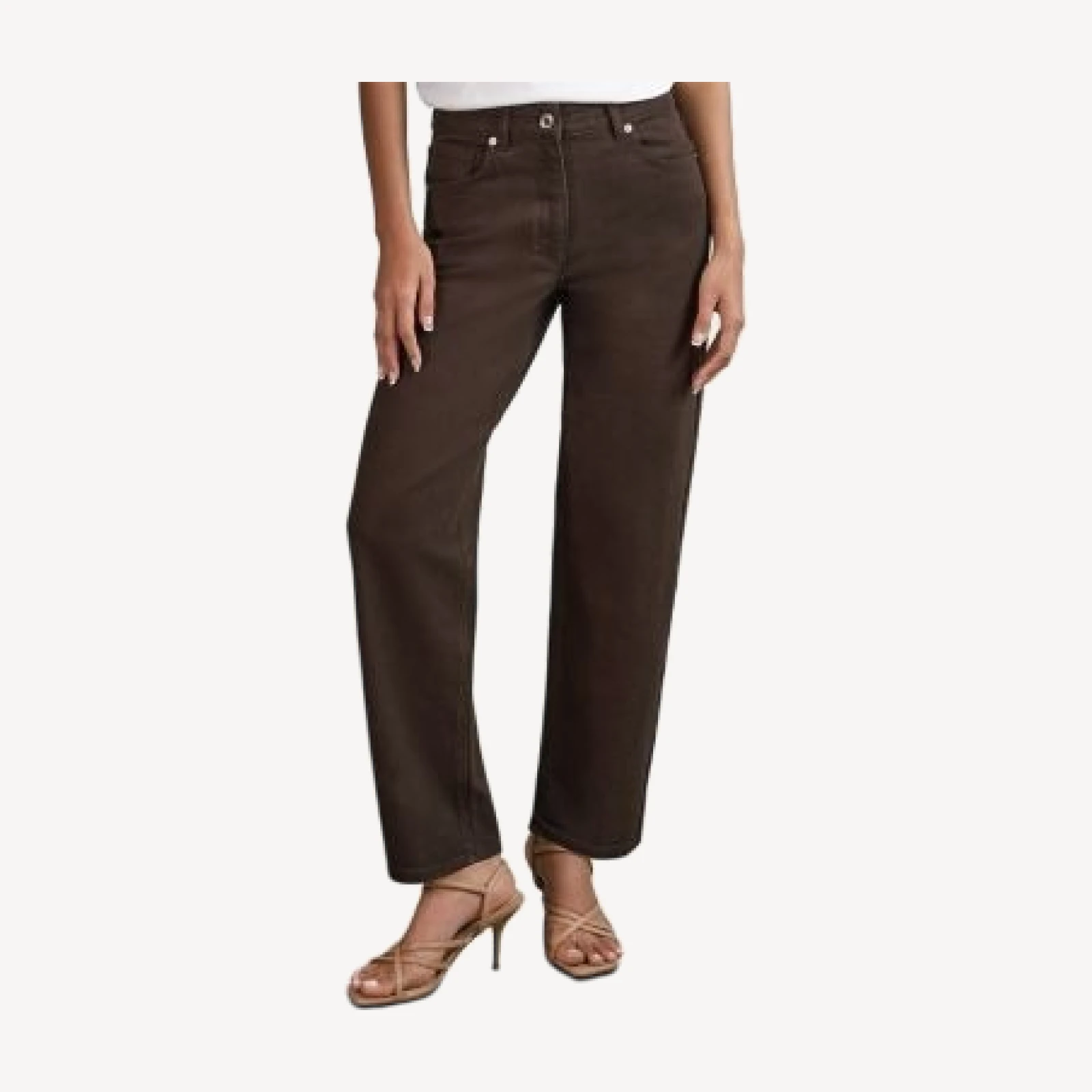 Reiss Petite Selin Mid Rise Straight Jeans in Chocolate