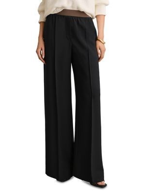 Reiss Wilde Wide Leg Trousers Navy