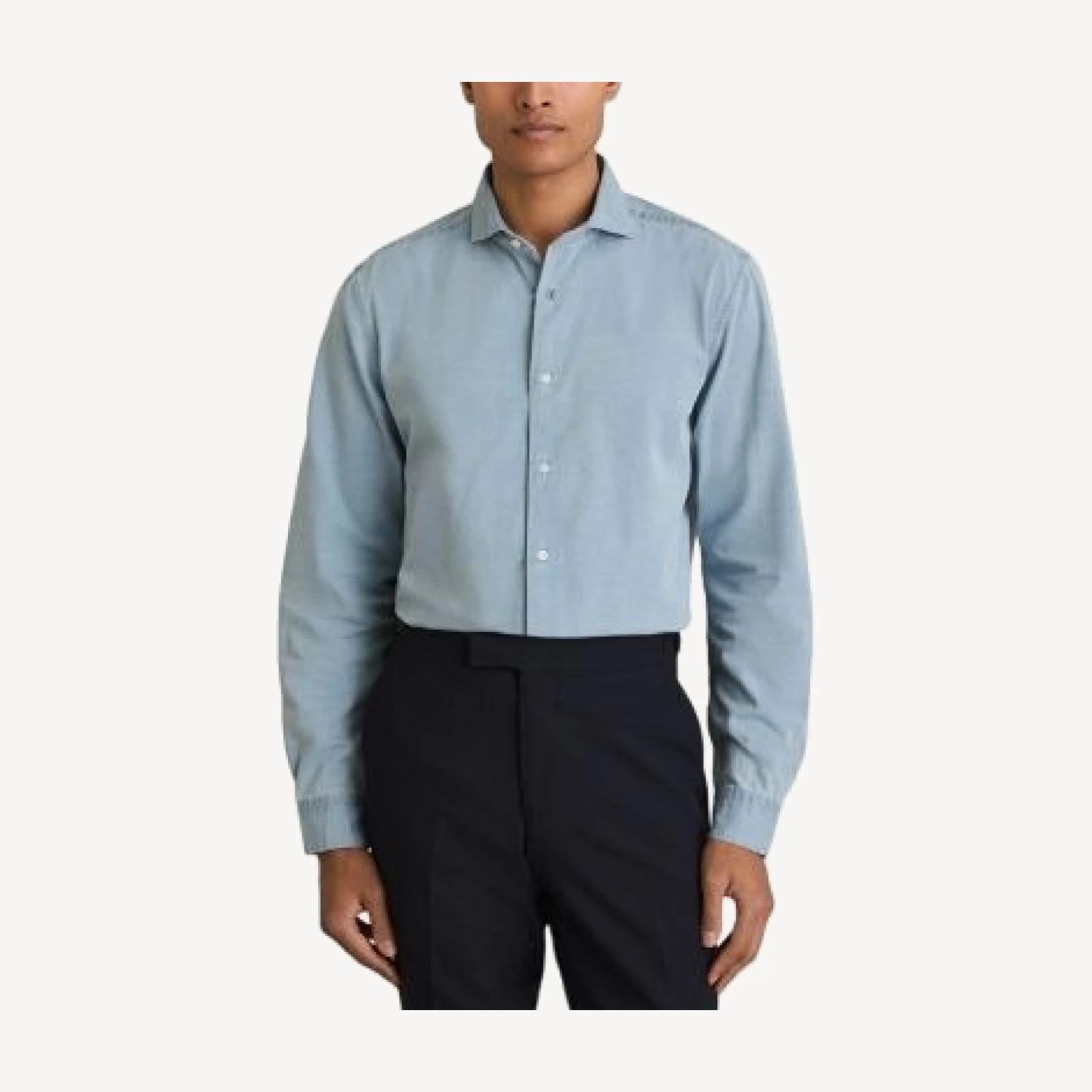 Reiss Regular Fit Washed Chambray Button Front Shirt