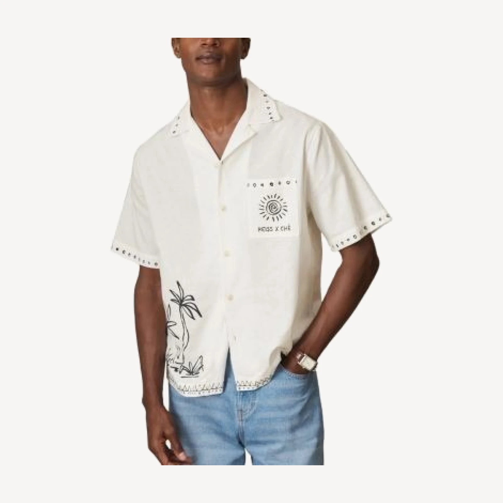 Reiss Galera Brushstroke Camp Shirt