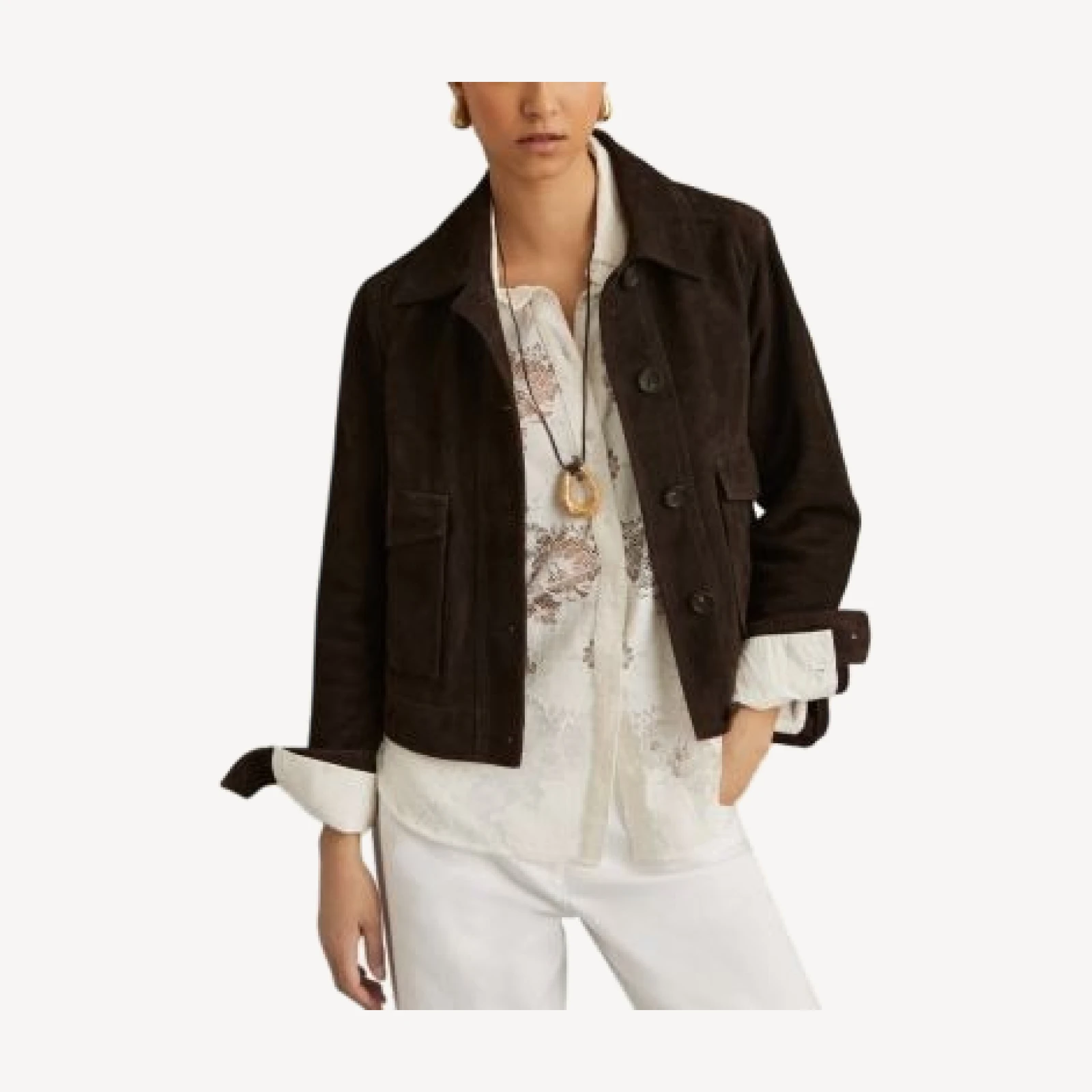 Reiss Hanson Suede Trucker Jacket