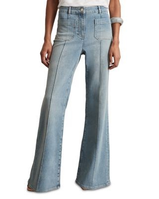 Reiss Sakura Flare Patch Pocket Jeans in Light Blue
