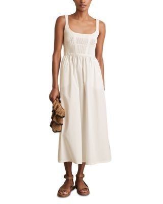 Reiss Kori Knit Cotton Mix Midi Dress