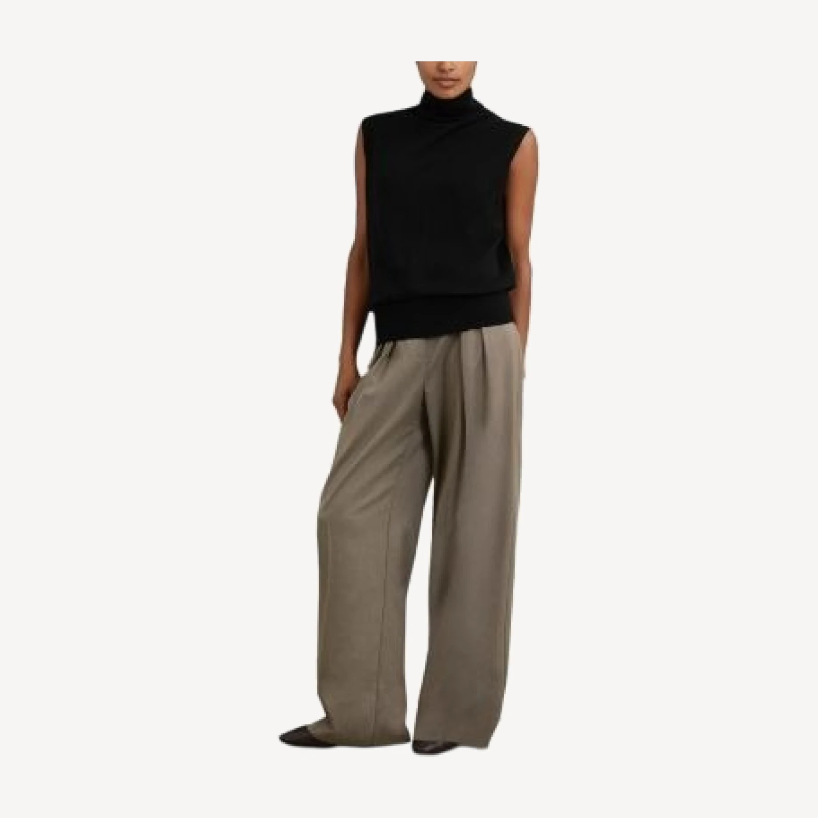 Reiss Harper Slouch Neck Sleeveless Wool Top