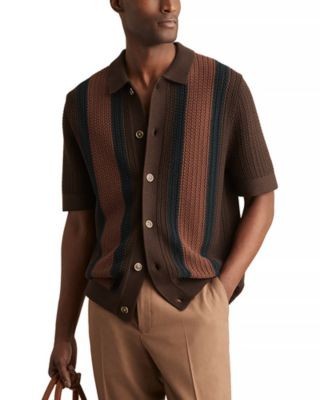 Reiss Bradley Short Sleeve Button Front Knit Sweater