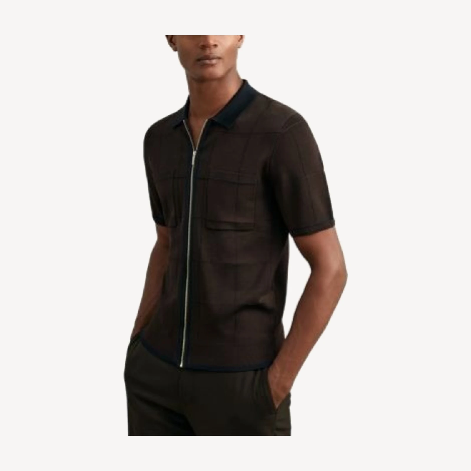 Reiss Baxter Zip Front Short Sleeve Shirt