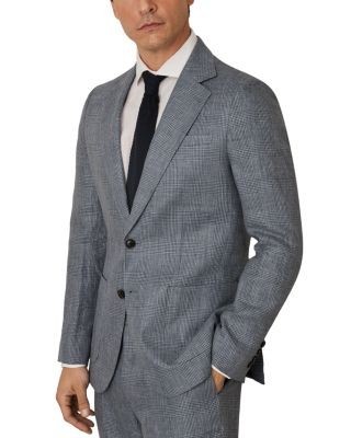 Reiss Slim Fit Prince of Wales Check Linen Blazer