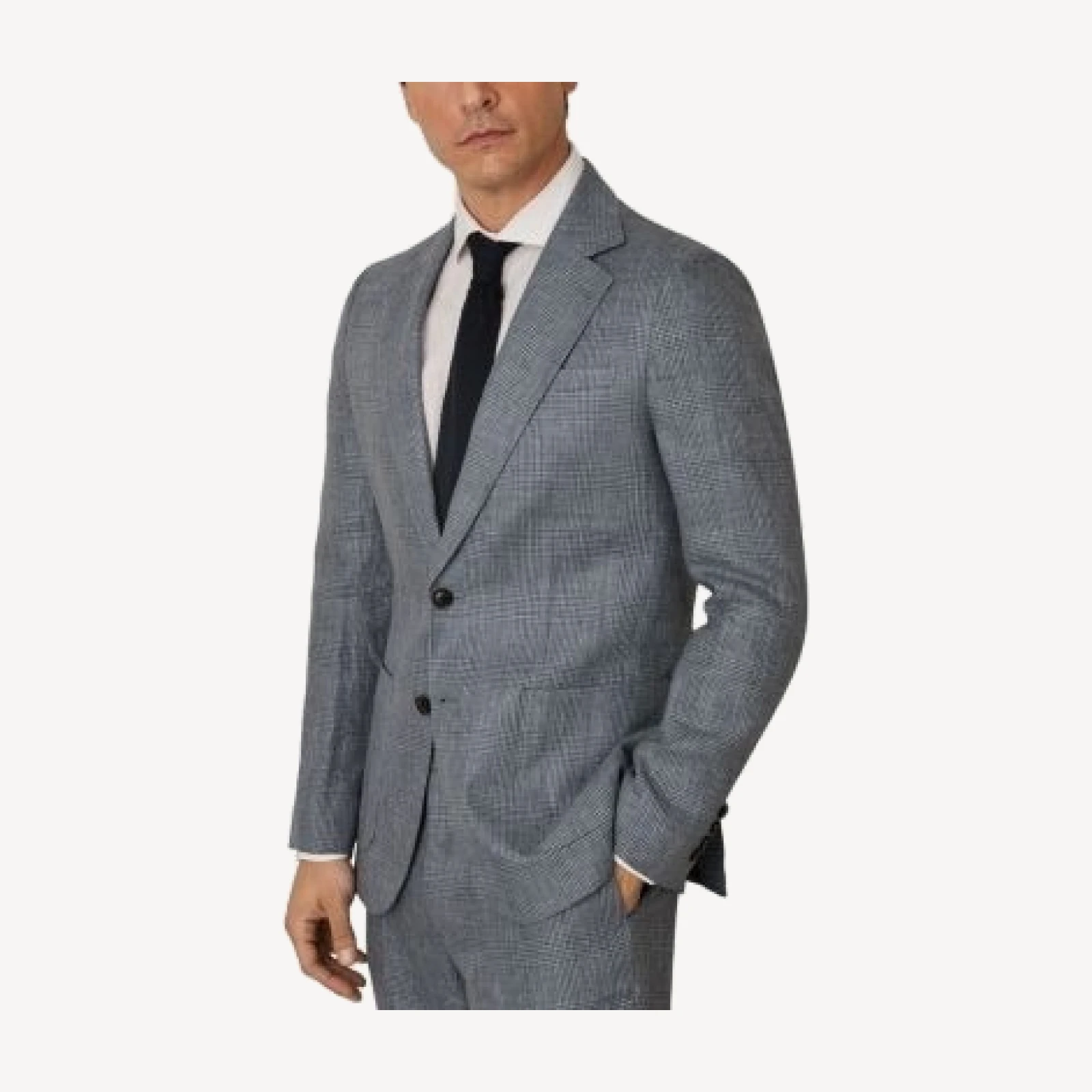 Reiss Slim Fit Prince of Wales Check Linen Blazer